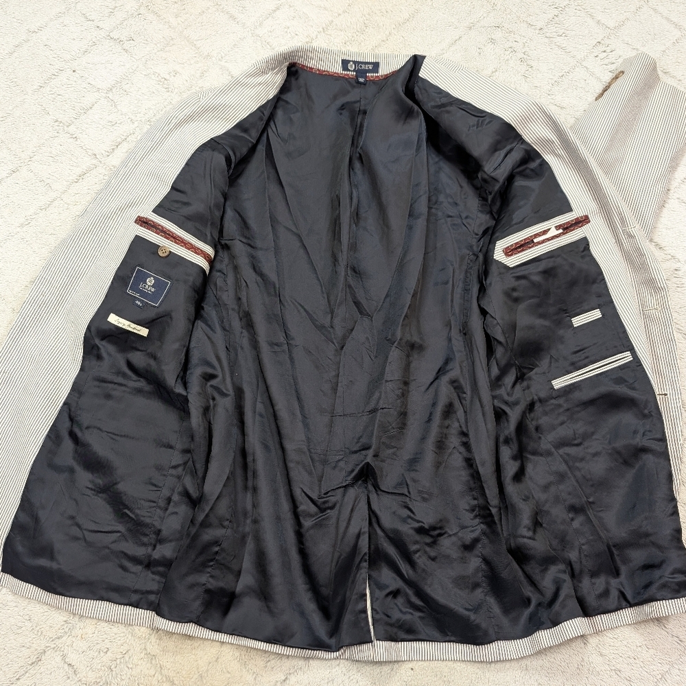 J. Crew Jacket Mens 46 L Blue Pinstripe Legacy Sportcoat 3 Button Business - Picture 9 of 11